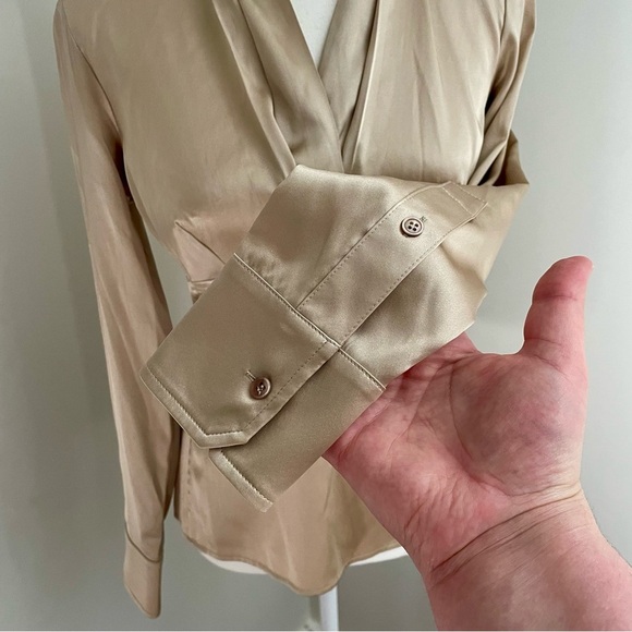 Vintage Y2K Silk Satin Empire Waist Blouse Champagne Size Small - Picture 3 of 7